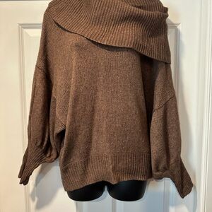 Brown Off-Shoulder Women's Sweater